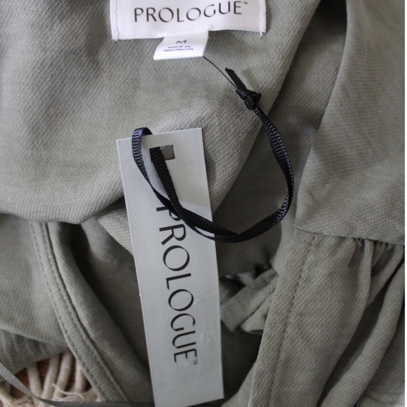 Prologue NWT Oversized Taupe Sage Green Long Sleeve Cuffed Dress Medium - Picture 8 of 9